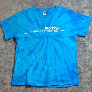 NCWS Panthers Blue Tie-Dye Women's Short Sleeve Tee size Medium {295}